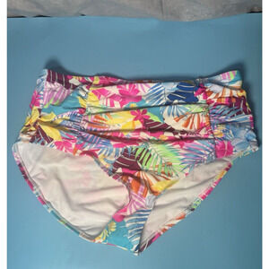 California Waves HIBISCUS PARADISE WHITE MULTI Bikini Swim Bottom, US (20/22)